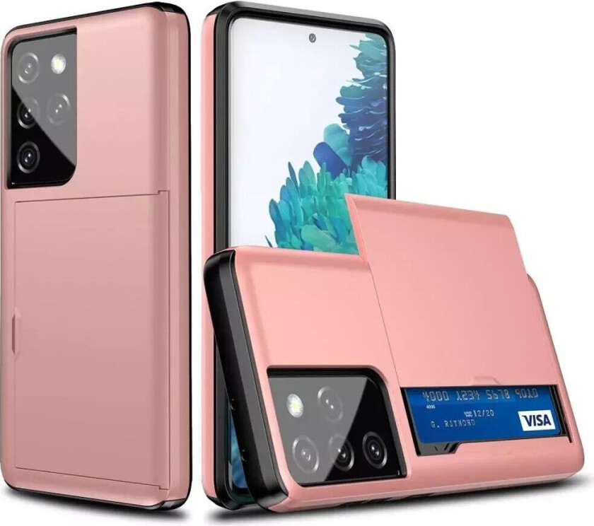 Samsung Galaxy S21 Ultra Hybrid Håndverker Deksel med Lommebok - Rose Gold