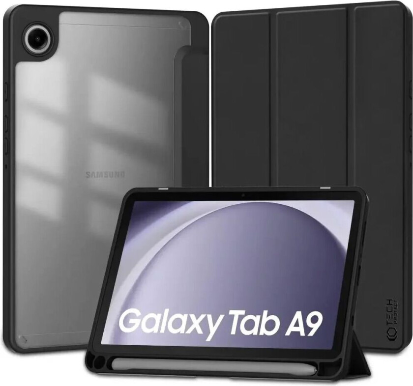 Tech-Protect Samsung Galaxy Tab A9 Tech-Protect SC Hybrid Tri-fold Deksel - Svart / Gjennomsiktig