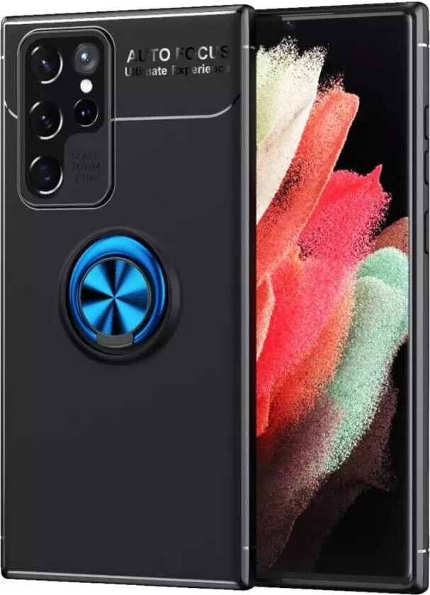 Samsung Galaxy S22 Ultra Fleksibelt Deksel med Magnetisk Stativ - Svart & Blå