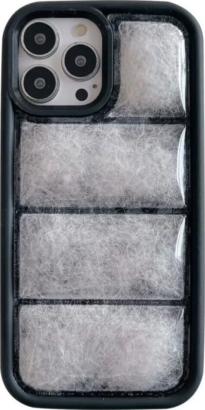 iPhone 15 Pro Fleksibelt Plastdeksel med Dunjakketekstur - Svart / Hvit