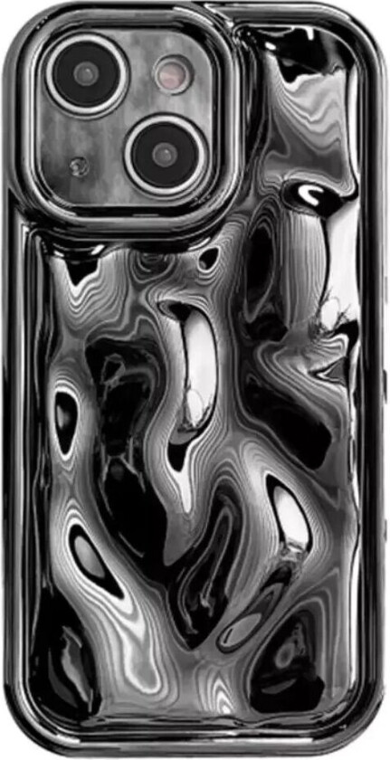 iPhone 15 Fleksibelt Plastdeksel med Ujevn og Skinende Overflate - Svart