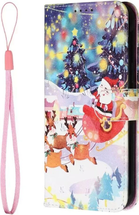 iPhone 11 Pro Leather Jule Flip Deksel med Lommebok - Flygende Julenisse