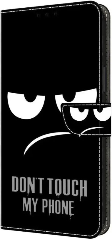 Samsung Galaxy A05s Flip Deksel i Skinn med Lommebok og Trykk - "Don't Touch My Phone"