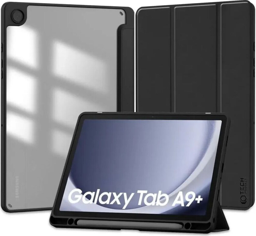 Tech-Protect Samsung Galaxy Tab A9+ (Plus) Tech-Protect SC Hybrid Tri-fold Deksel - Svart / Gjennomsiktig