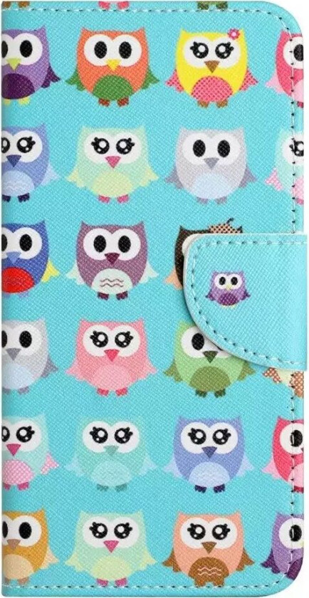 Samsung Galaxy A24 Flip Deksel i Skinn med Lommebok og Trykk - Ugler