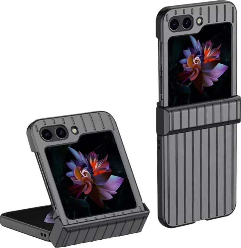 Samsung Galaxy Z Flip5 (5G) Hard Plast Deksel med Stripete Tekstur - Svart