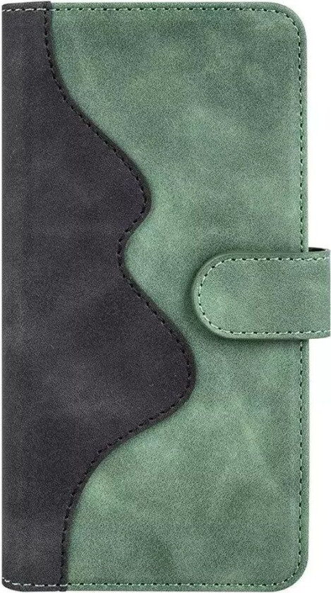 iPhone 15 Flerfarget Leather Flip Cover m. Kortholder - Svart / Grønn