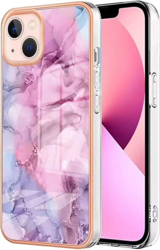 iPhone 15 Plus Plastdeksel - Lilla / Rosa Marmor