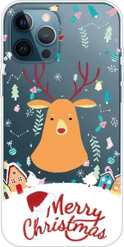 iPhone 13 Pro TPU Plast Jul Deksel - Merry Christmas - Julreinsdyr