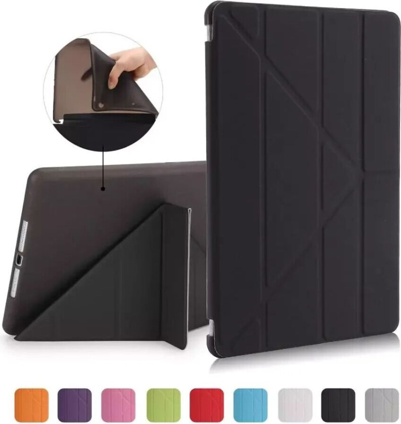 iPad (2018) / iPad (2017) Deksel - Fleksibel Origami Deksel - Svart