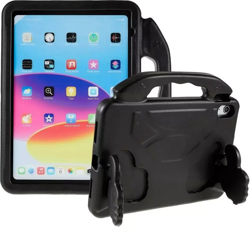 iPad 10.9" (2022) Barnedeksel - Thumb Kickstand Bakdeksel - Svart