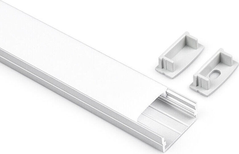 Kanal For Hue Led-Strips I Silver Alu Og Hvit Diffusor 2410 2m