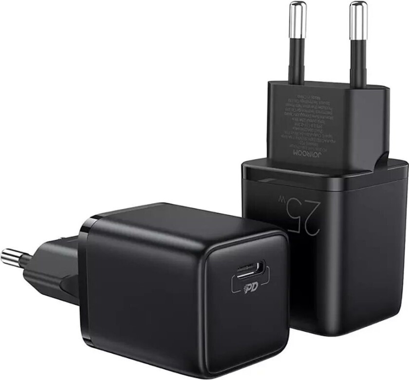 JoyRoom Mini Hurtiglader PD & PPS 25W m. USB-C til USB-C Kabel - Svart