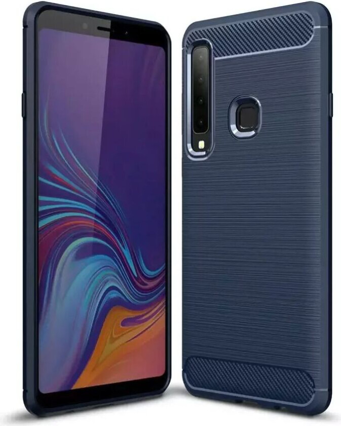 Samsung Galaxy A9 (2018) Brushed Carbon Fiber Texture Deksel Mørkeblå