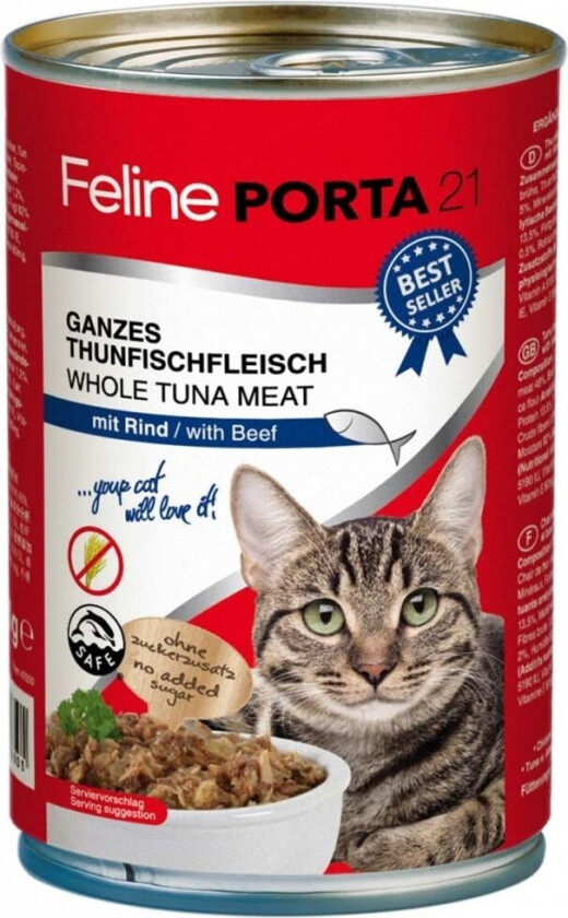 Feline Porta 21 kattefôr - 6 x 400 g - Tunfisk med storfekjøtt