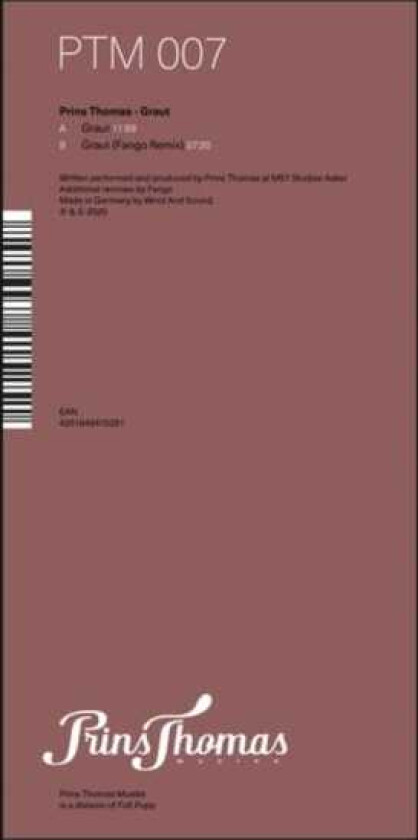 Prins Thomas Graut (Fango Remix) LP/Vinyl