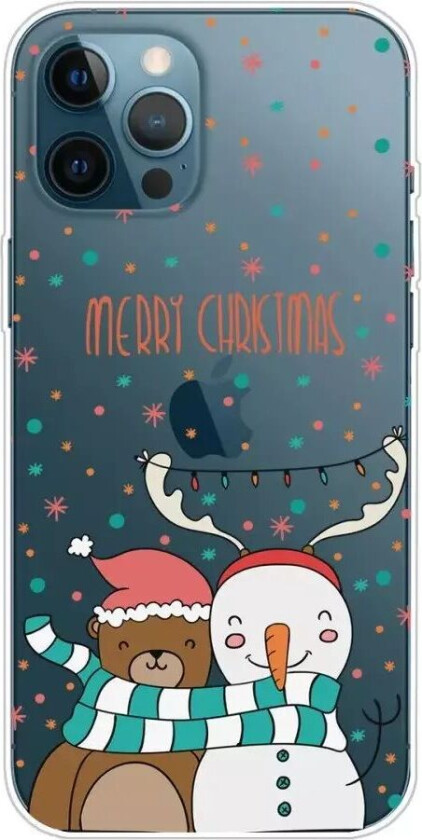 iPhone 14 Pro Fleksibel Plast Jul Deksel - Snømann og bjørn