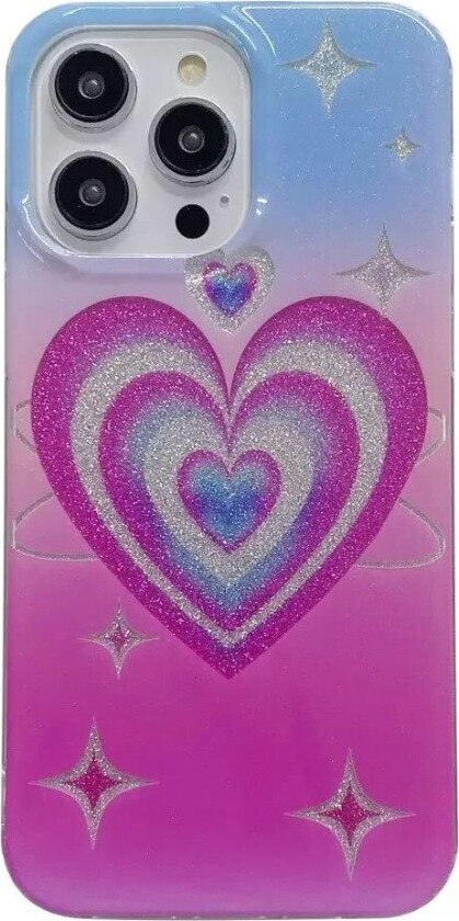 iPhone 13 Pro Glitter Plast Deksel - Hjerte & Stjerner