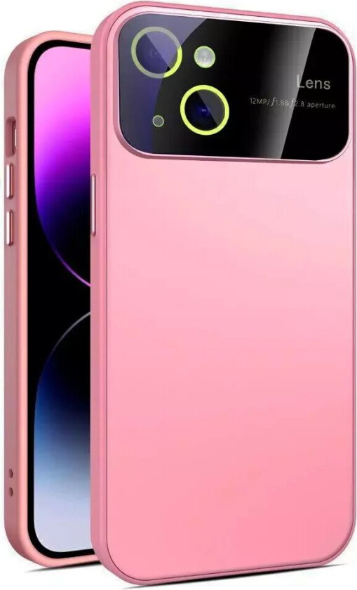 iPhone 15 Hybrid Plastdeksel m. Innebygd Kamerabeskytter - Rosa