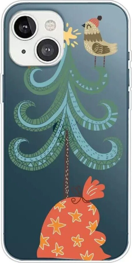 iPhone 13 Plast Jul Deksel - Gjennomsiktig - Juletre med Gavepose