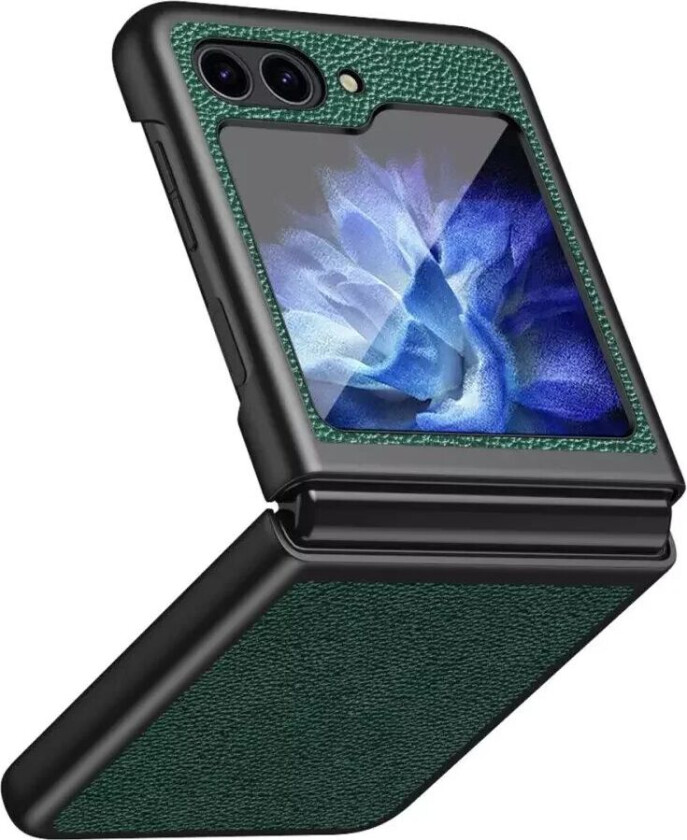 Samsung Galaxy Z Flip5 5G Litchi Kunstskinn Deksel - Grønn