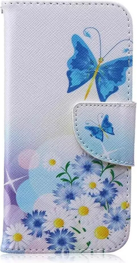 iPhone 6 / 6s Skinndeksel med Lommebok - Sommerfugler & Margeritter
