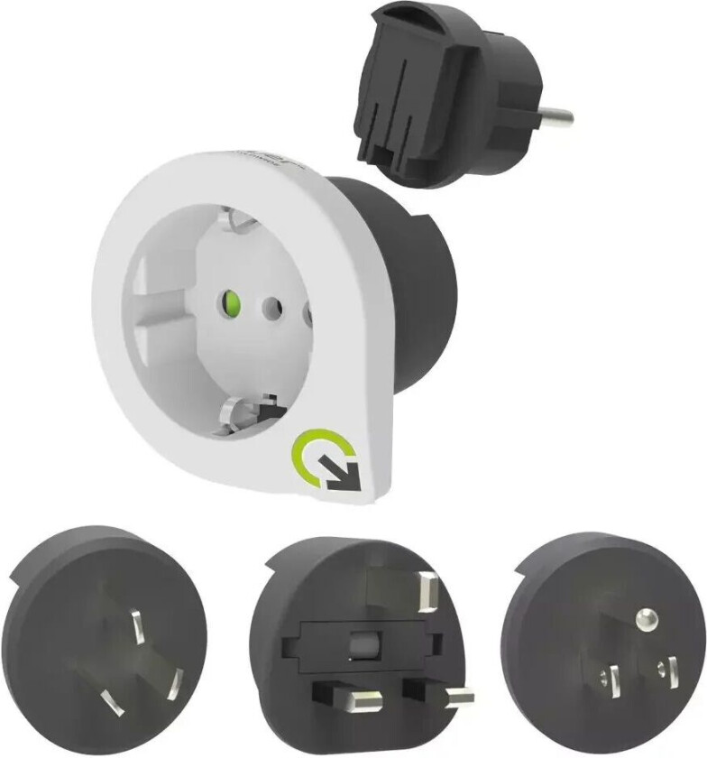 Bilde av Qplux 3-i-1 Europe Reiseadapter - Svart / Hvit