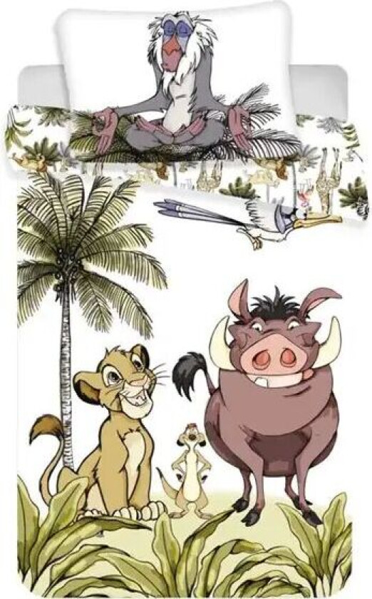 The Lion King Junior sengetøy 100x140 cm - The Lion King sengesett - 2 i 1 design - 100% bomull