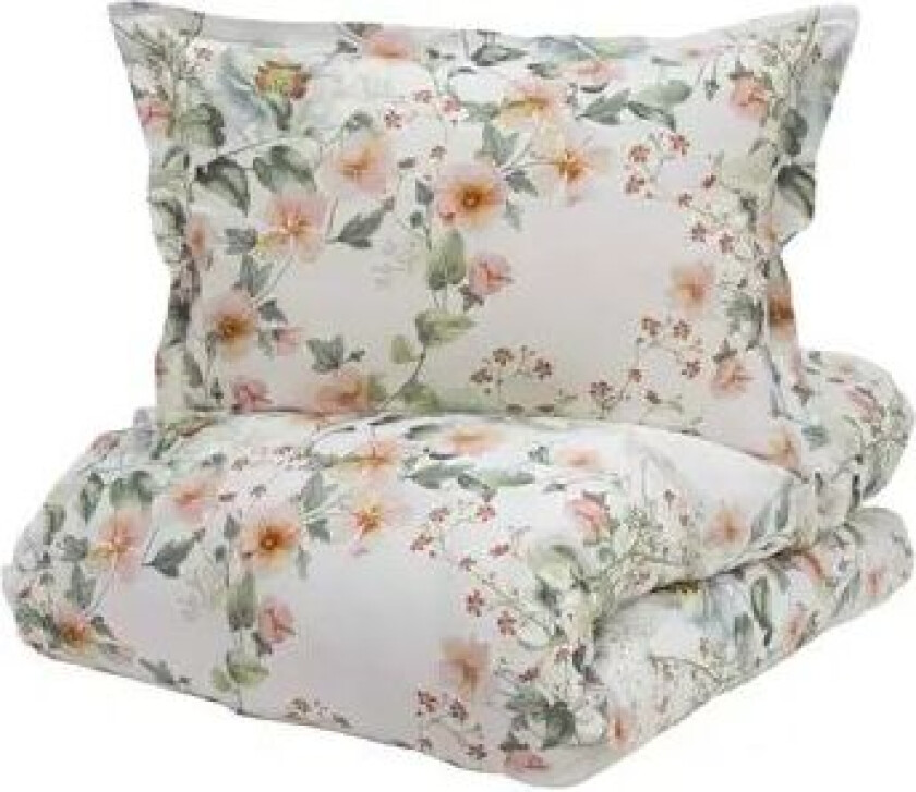 sengetøy - 140x220 cm - Lilly Red - Blomstert sengetøy - 100% bomull sateng sengesett