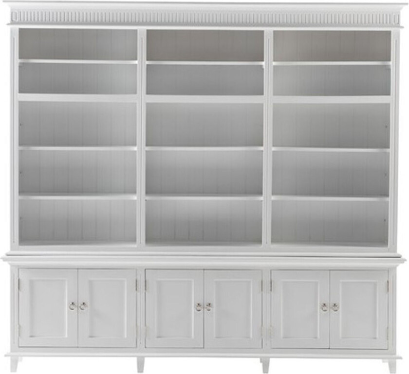 Skansen hylle , bokhylle 15 hyller, 6 dører hvit.