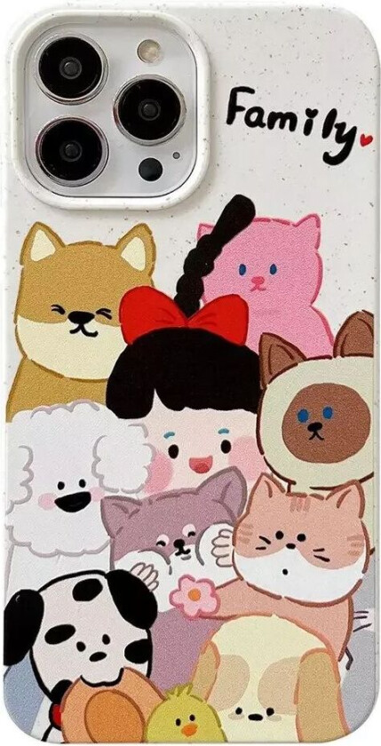 iPhone 14 Pro Fleksibelt Plast Deksel m. Motiv - Barn med Kjæledyr