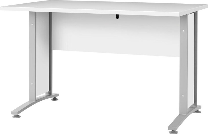 Prisme skrivebord hvit og sølvgrå stål.