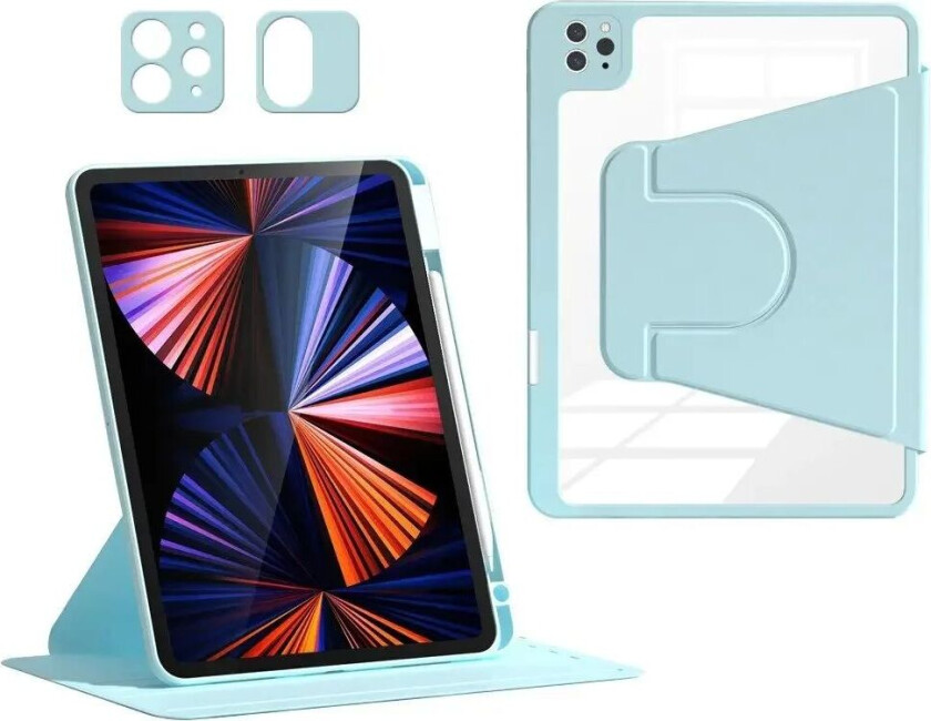 iPad Air (2022 / 2020) / Pro 11 (2022 / 2021 / 2020 / 2018) Hybrid Flip Deksel m. Pennholder og Kameralinsebeskytter - Blå / Gjennomsiktig