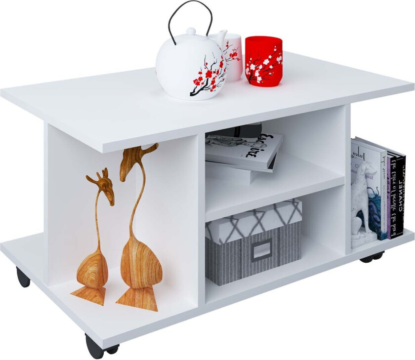 Findula sofabord 4 hyller hvit.