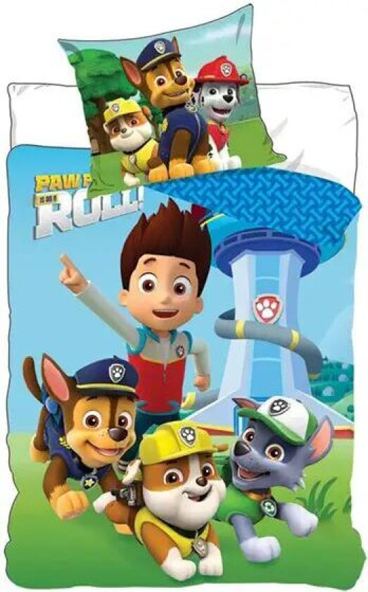 Paw Patrol sengetøy junior - 100x140 cm - Paw Patrol sengesett junior - Topphastighet - 2 i 1 - 100% bomull