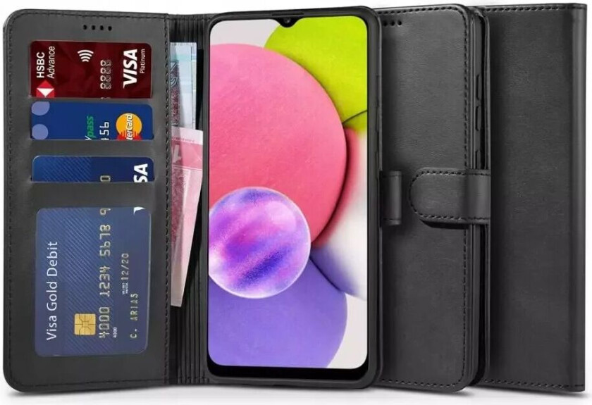 Tech-Protect Samsung Galaxy A03s Tech-Protect Wallet 2 PU Skinn Deksel med Lommebok - Svart