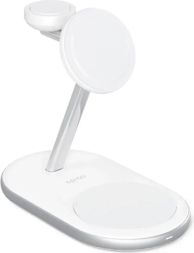 Charging Stand - 3-i-1 15W Trådløs Lader - MagSafe Kompatibel - Hvit