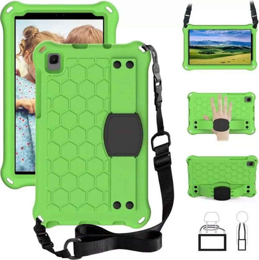 Samsung Galaxy Tab A7 Lite 8.7" Håndverker Deksel m. Stropp & Skulderrem - Grønn