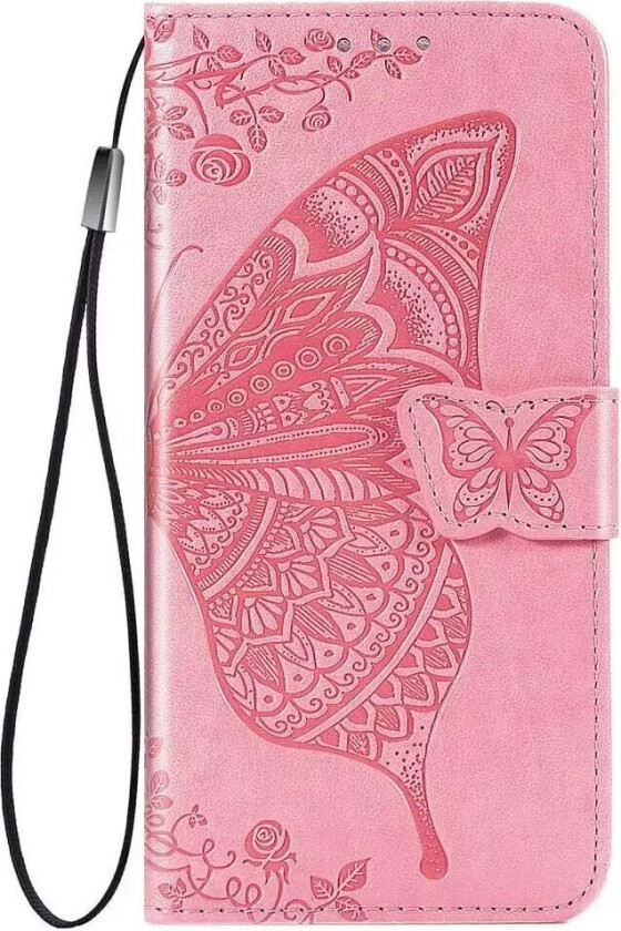 Samsung Galaxy A52s (5G) / A52 (4G / 5G) Skinn Deksel med Lommebok - Sommerfugler - Rosa