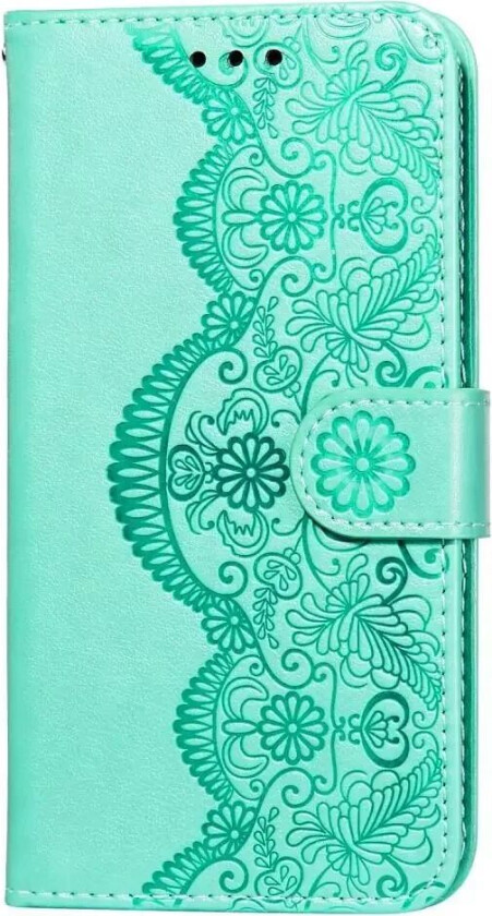 Samsung Galaxy S21+ (Plus) PU Skinndeksel m. Lommebok - Flower Vine Imprint - Grønn