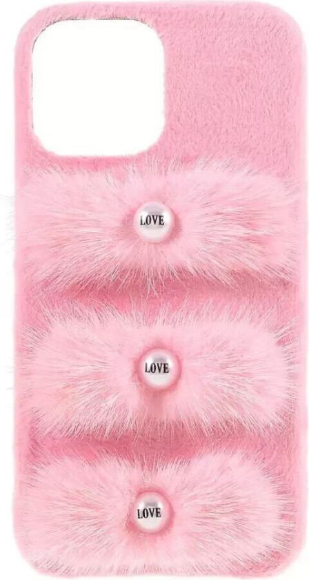 iPhone 13 Pro Plast Bakdeksel - Plysj Kjærlighetsperler - Rosa