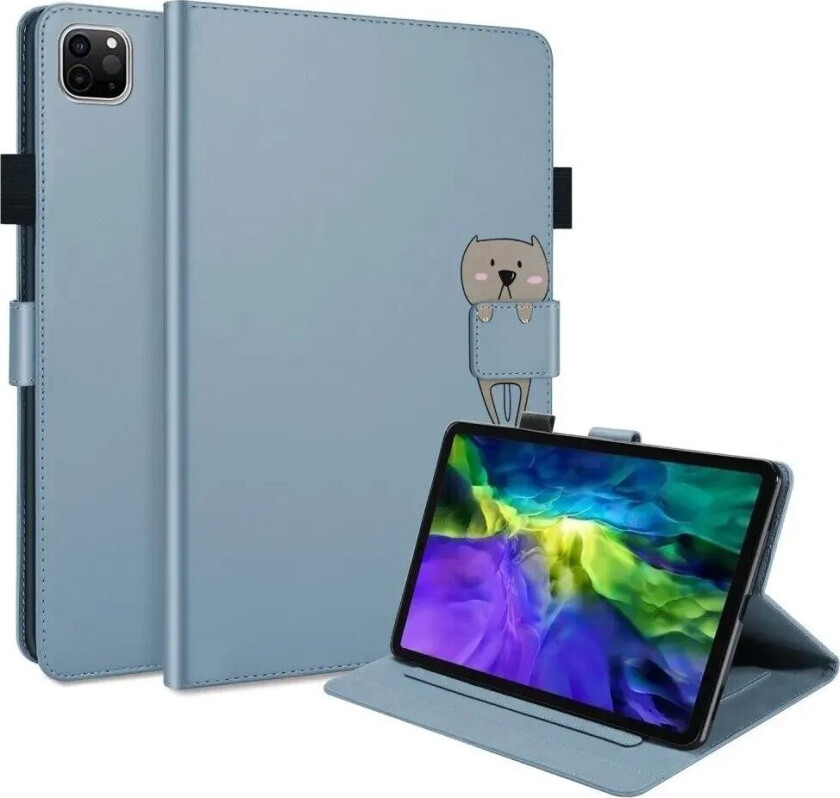 iPad Pro 11" (2022 / 2021 / 2020) Flip Deksel i Skinn med Dyremotiv - Blå