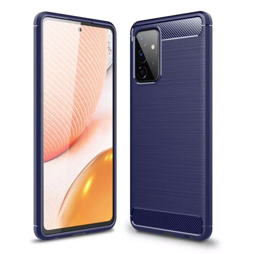 Samsung Galaxy A72 (4G / 5G) Karbonfiber Fleksibelt Plast Deksel - Blå