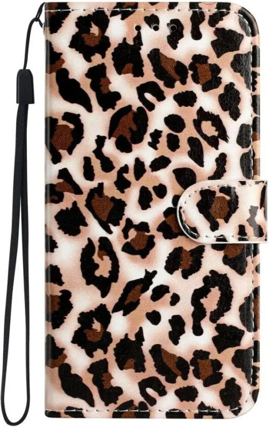 Samsung Galaxy S24 Kunstskinn Flipdeksel m. Lommebok og Stropp - Leopard