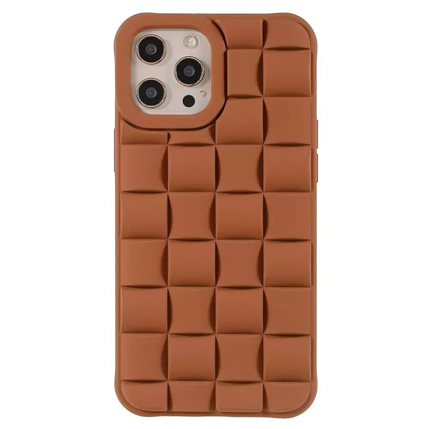 iPhone 12 Pro Max Texture Silikon Bakdeksel - Brun