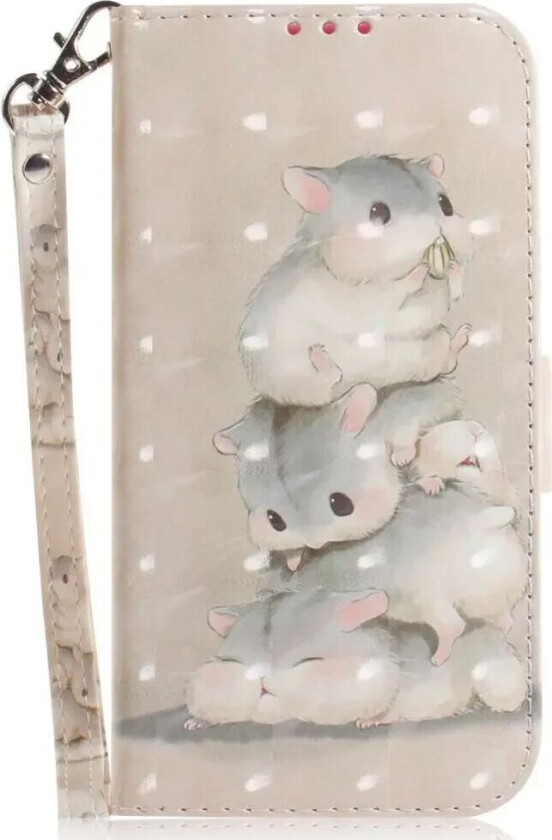 Samsung Galaxy A25 (5G) Kunstskinn Deksel m. Trykk & Stropp - Chipmunk