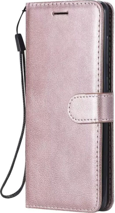 Samsung Galaxy A21s Flip Deksel i Skinn med Lommebok og Stropp - Rose Gold