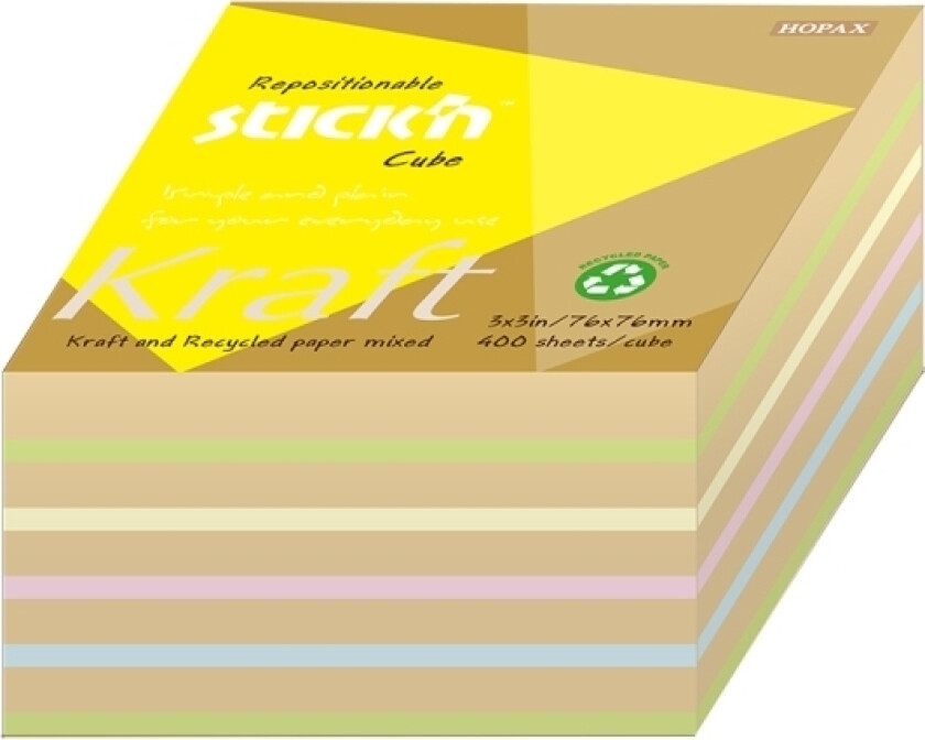 Notisblokk 76X76 400 Ark Assortert Pastell28x28x28mm 0,028 Kg (1 Stk)