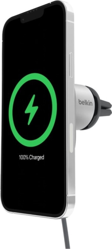 Bilde av Belkin - Trådløs Ladeholder For Bil - Magnetisk Med Qi2 + Bilstrømadapter - 15 Watt - Fast Charge - Grå