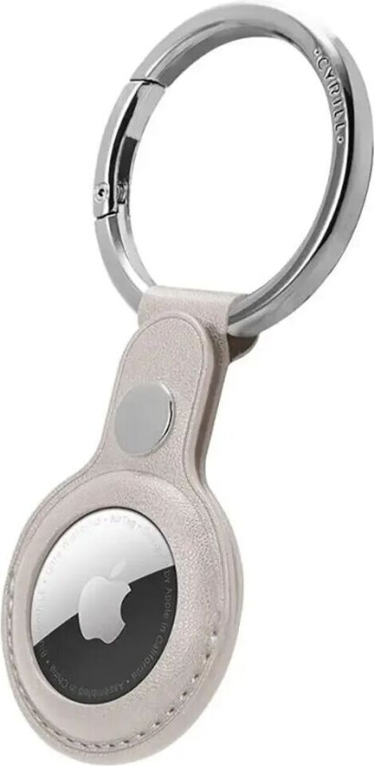 AirTag Nøkkelring med Stor Karabinkrok - Kunstskinn - Grå / Sølv